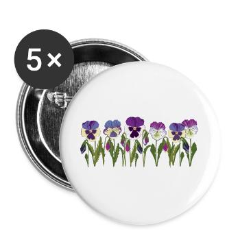 Pansy Flower Row in Purple - Buttons large 2.2''/56 mm (5-pack) - white - Front