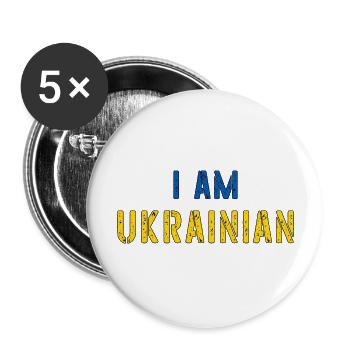 I am ukrainian grunge flag outline - Buttons large 2.2''/56 mm (5-pack) - white - Front