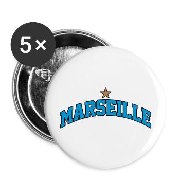 Marseille-Logo: Mediterranes College-Design - Buttons groß 56 mm (5er Pack) - Weiß - Vorne