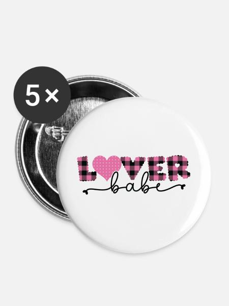 Liebhaber - Buttons groß 56 mm (5er Pack) - Weiß