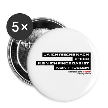 JA ich rieche nach Pferd! Nein ich finde das.... - Buttons groß 56 mm (5er Pack) - Weiß - Vorne
