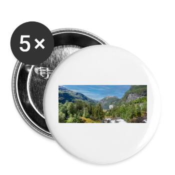 Geiranger panorama Storseterfossen Norwegen - Buttons groß 56 mm (5er Pack) - Weiß - Vorne