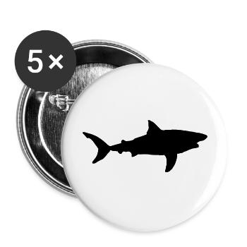 Great White Sharks Sea Shark Fin Ocean Silhouette - Buttons large 2.2''/56 mm (5-pack) - white - Front