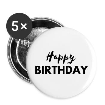 Happy birthday - Buttons large 2.2''/56 mm (5-pack) - white - Front