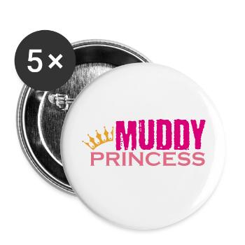 Muddy run shirt mud obstacle race ocr Team princes - Buttons groß 56 mm (5er Pack) - Weiß - Vorne