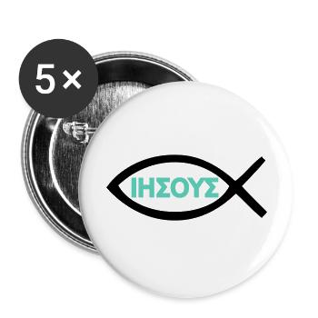 Jésus-Christ Poisson Christ Symbole du christianisme - Lot de 5 grands badges (56 mm) - blanc - Devant