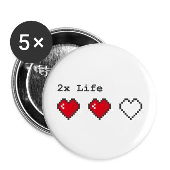 Lebensanzeige für Gamer und Spieler Herz Leben - Buttons groß 56 mm (5er Pack) - Weiß - Vorne