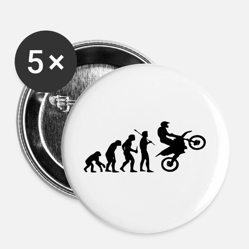 Evolution Affe zu Motocross - Buttons groß 56 mm (5er Pack) - Weiß