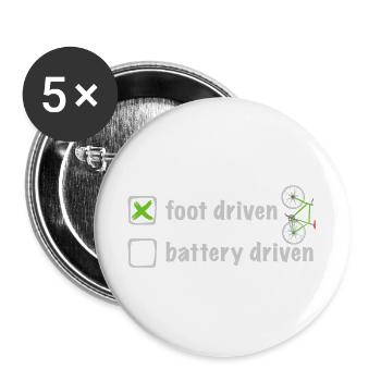Cyclisme, mais sans batterie - un vrai jeu de jambes - Lot de 5 grands badges (56 mm) - blanc - Devant