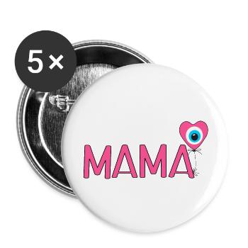 Mama mit Nazar Luftballon - Buttons groß 56 mm (5er Pack) - Weiß - Vorne