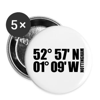 Coordonnées de Nottingham - Lot de 5 grands badges (56 mm) - blanc - Devant
