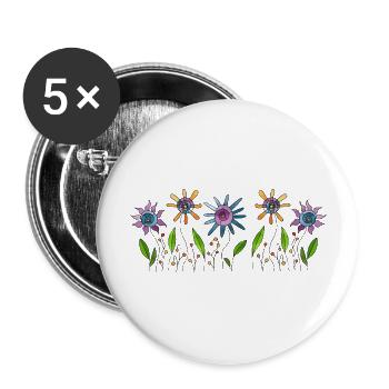 Fleur - Lot de 5 grands badges (56 mm) - blanc - Devant