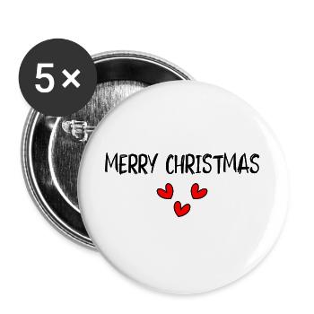 WEIHNACHTEN. FROHE WEIHNACHTEN. FROHE WEIHNACHTEN. NEUJAHR - Buttons groß 56 mm (5er Pack) - Weiß - Vorne