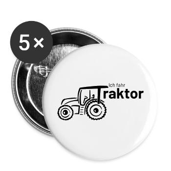 ich fahr Traktor - Buttons groß 56 mm (5er Pack) - Weiß - Vorne