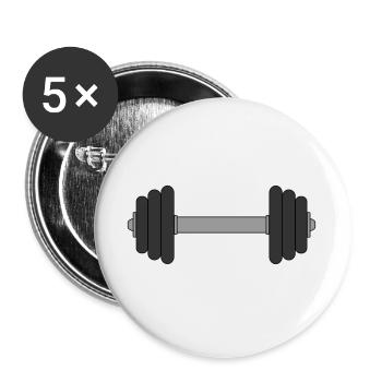 Hantel - Buttons groß 56 mm (5er Pack) - Weiß - Vorne