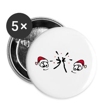 Noël - Lot de 5 grands badges (56 mm) - blanc - Devant