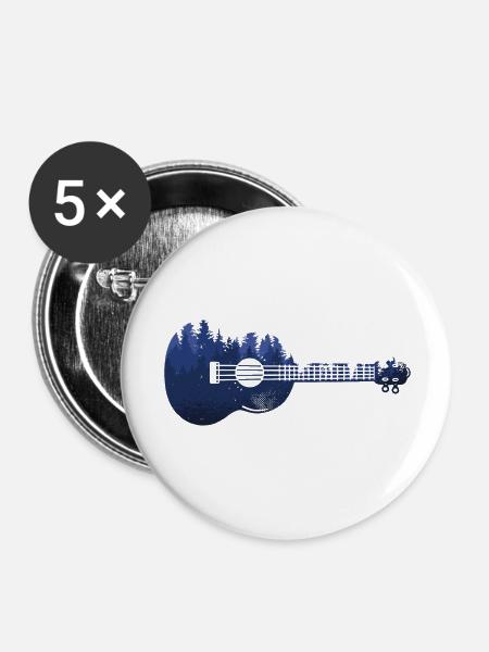 Natur Wald Musik Ukulele Gitarre Bäume Instrument - Buttons groß 56 mm (5er Pack) - Weiß