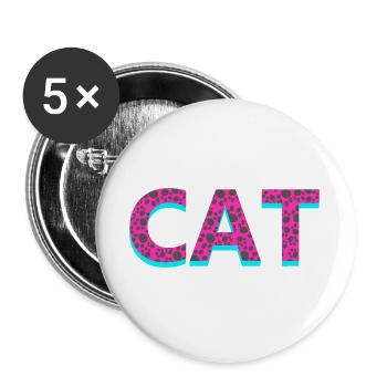 Typographie, Cat, Tier tatzen muster - Buttons groß 56 mm (5er Pack) - Weiß - Vorne