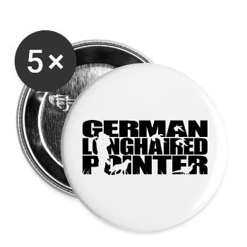 GERMAN LONGHAIRED POINTER Hunting Dogs Hunting Wilsigns - Buttons large 2.2''/56 mm (5-pack) - white - Front