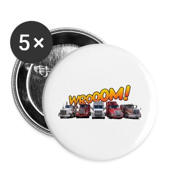 Lastwagen für echte Kerle und große Kinder - Buttons groß 56 mm (5er Pack) - Weiß - Vorne