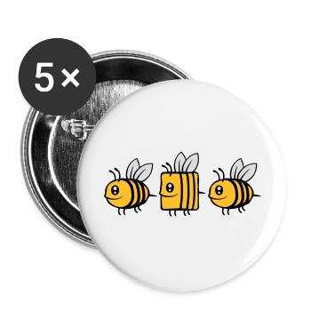 abeille différente abeille comique - Lot de 5 grands badges (56 mm) - blanc - Devant