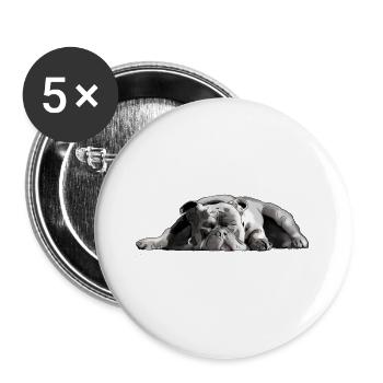 Bulldogge Bulldog - Lot de 5 grands badges (56 mm) - blanc - Devant