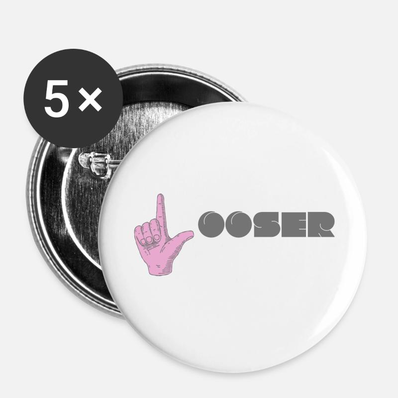 Loser - Buttons large 2.2''/56 mm (5-pack) - white