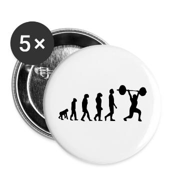 Evolution des Gewichthebens - Buttons groß 56 mm (5er Pack) - Weiß - Vorne