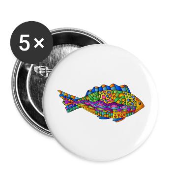 Fisch - Buttons groß 56 mm (5er Pack) - Weiß - Vorne