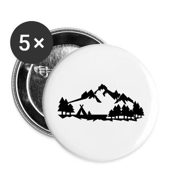 Camping in the forest in the mountains - Buttons large 2.2''/56 mm (5-pack) - white - Front