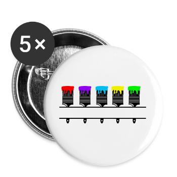Coloured paintbrushes with blank recess - Buttons large 2.2''/56 mm (5-pack) - white - Front