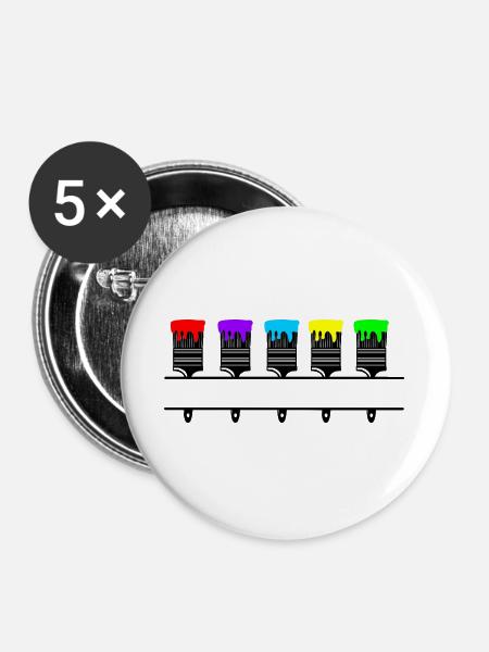 Farbpinsel mit leerer Aussparung - Buttons groß 56 mm (5er Pack) - Weiß