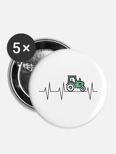 Herzschlag des Landlebens - Buttons groß 56 mm (5er Pack) - Weiß