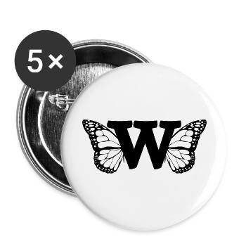 letter W butterfly - Buttons large 2.2''/56 mm (5-pack) - white - Front