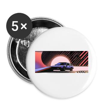 Synthwave Sportwagen Auto since fiction future - Buttons groß 56 mm (5er Pack) - Weiß - Vorne