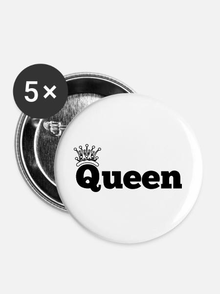 Königin mit Krone - Buttons groß 56 mm (5er Pack) - Weiß