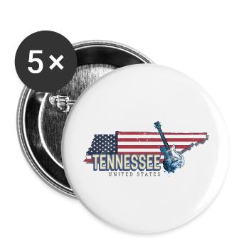 Tennessee États-Unis Carte murale rétro États-Unis - Lot de 5 grands badges (56 mm) - blanc - Devant