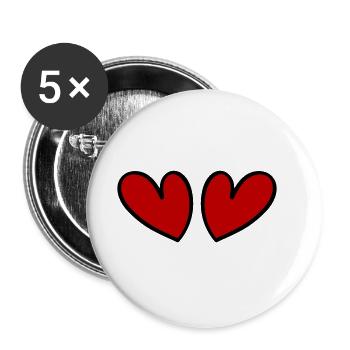 Hearts Love Symbol - Buttons large 2.2''/56 mm (5-pack) - white - Front