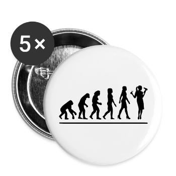 Évolution coiffeuse / cadeau humour coiffeuse - Lot de 5 grands badges (56 mm) - blanc - Devant