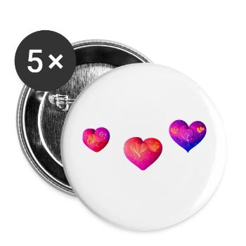Saint-Valentin Engagement amoureux Fête des mères Mariage - Lot de 5 grands badges (56 mm) - blanc - Devant