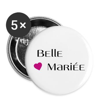 Belle mariée - Lot de 5 grands badges (56 mm) - blanc - Devant