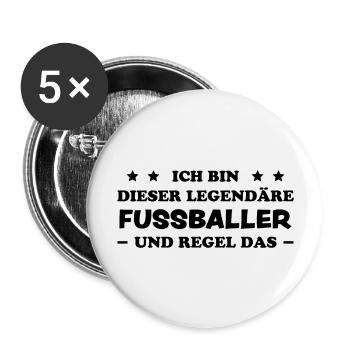 Fußballer Lustiger Spruch Fun Fußball Tor Geschenk - Buttons groß 56 mm (5er Pack) - Weiß - Vorne