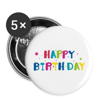 Herzlichen Glückwunsch zum Geburtstag Tippfehler - Buttons groß 56 mm (5er Pack) - Weiß - Vorne