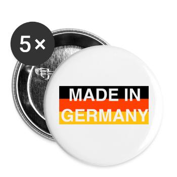 Cooles „Made in Germany“ Design für sie und ihn - Buttons groß 56 mm (5er Pack) - Weiß - Vorne
