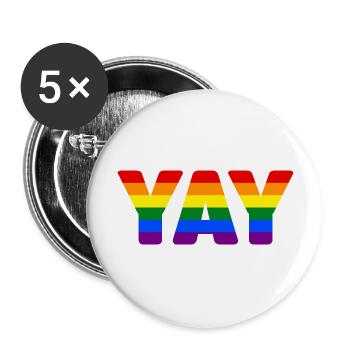 YAY LGBTQ - Buttons groß 56 mm (5er Pack) - Weiß - Vorne