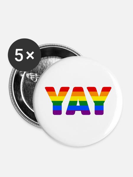 YAY LGBTQ - Buttons large 2.2''/56 mm (5-pack) - white