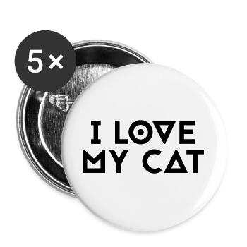 I love my cat - Buttons groß 56 mm (5er Pack) - Weiß - Vorne