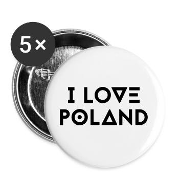 I LOVE POLAND - Buttons large 2.2''/56 mm (5-pack) - white - Front