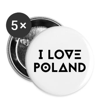 I LOVE POLAND - Buttons large 2.2''/56 mm (5-pack) - white - Front