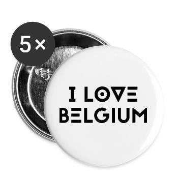 I LOVE BELGIUM - Buttons large 2.2''/56 mm (5-pack) - white - Front